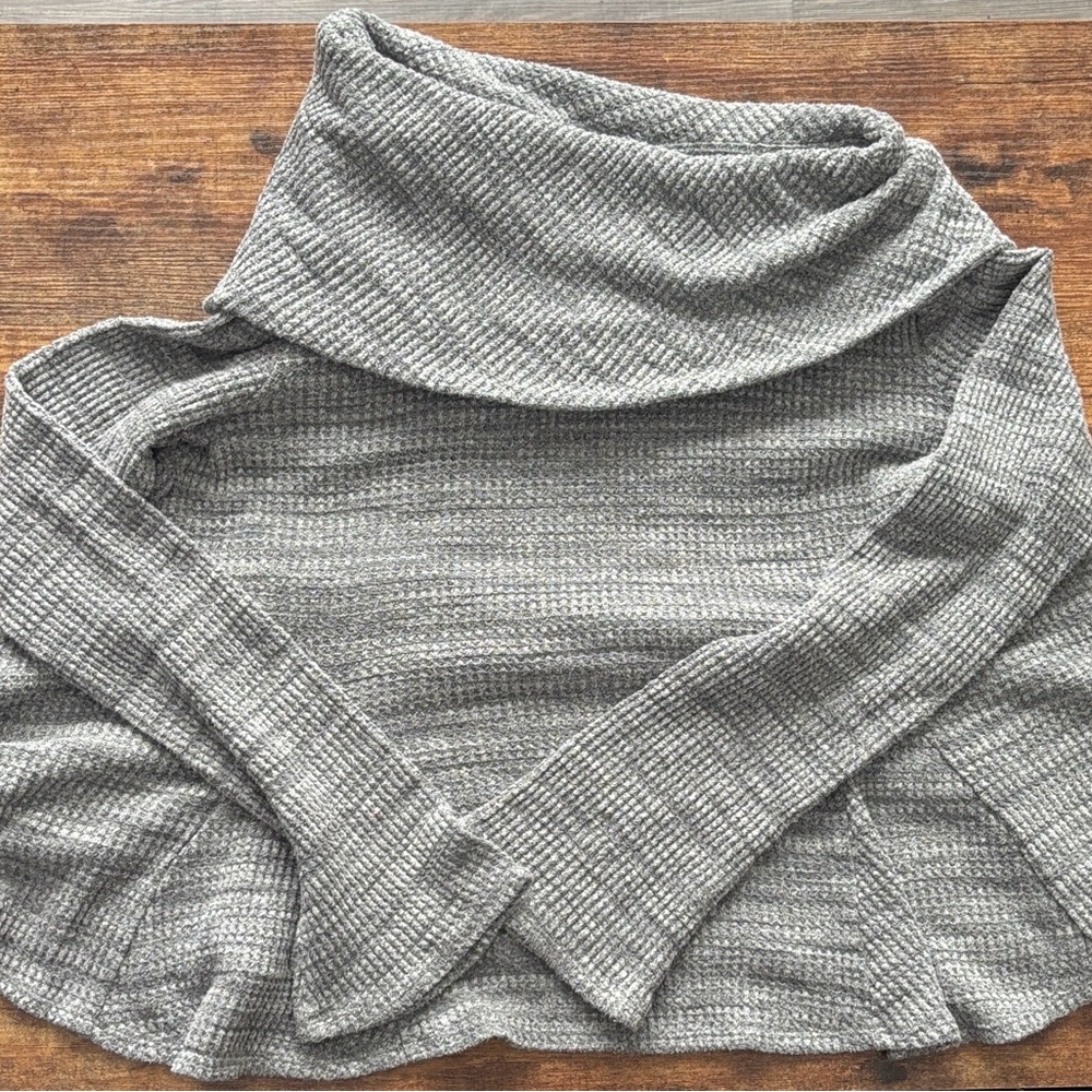 Anthropologie postmark Maurisa waffle knit cowl neck peplum size Medium